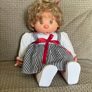 VTG Thumb Sucking Sleepy Eyes Baby Doll 15” w/ Original Dress